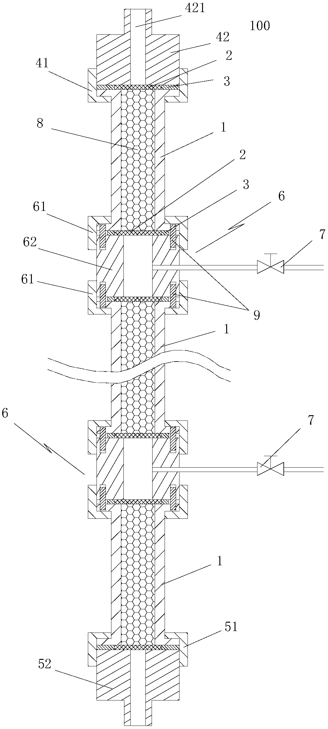 Tower column structure for natural gas mercury remover performance evaluation