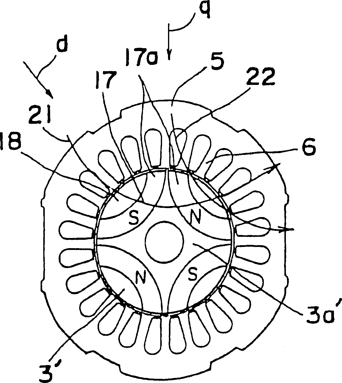 Motor with built-in permanent magnets