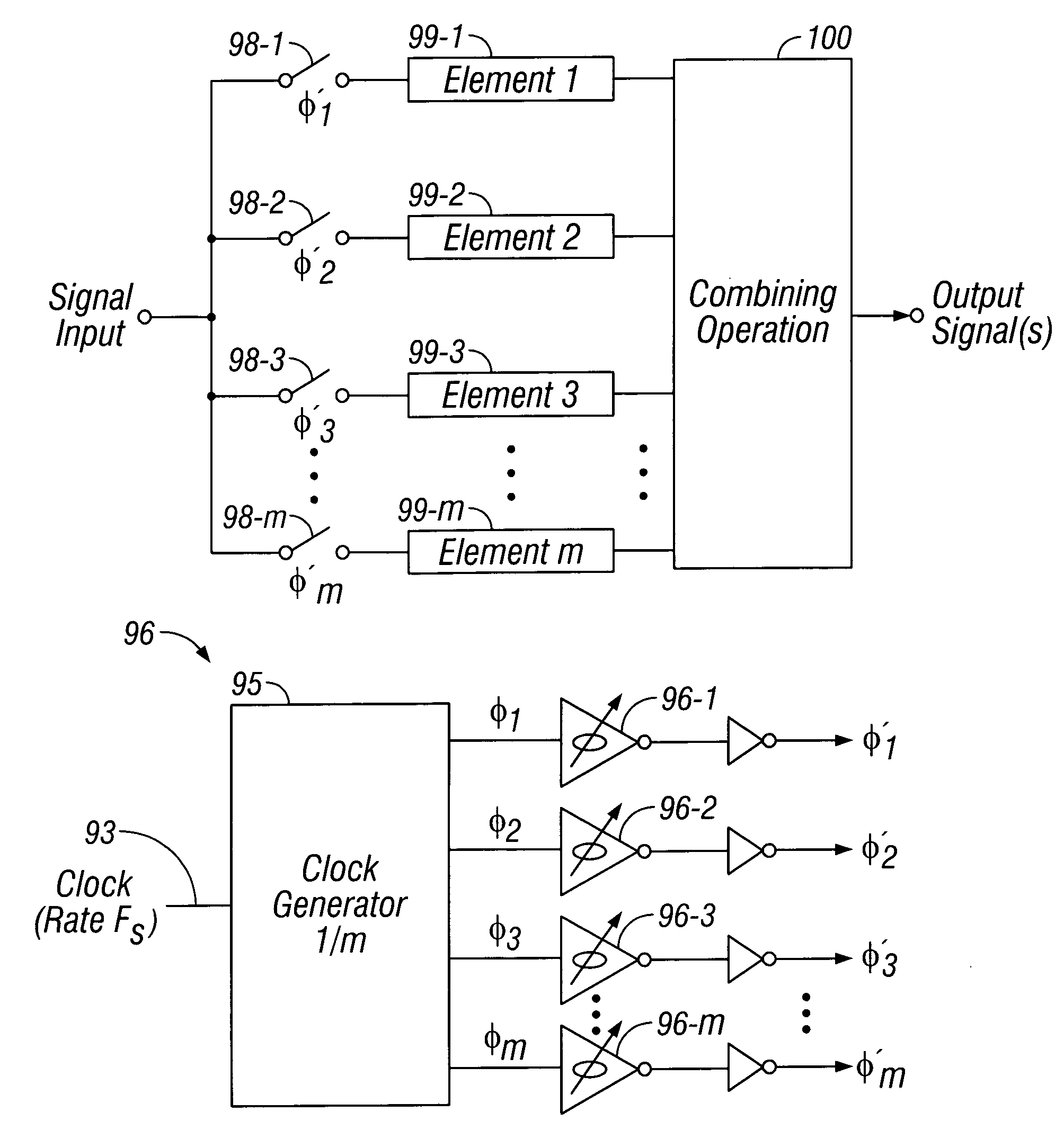Use of analog-valued floating-gate transistors to match the electrical characteristics of interleaved and pipelined circuits