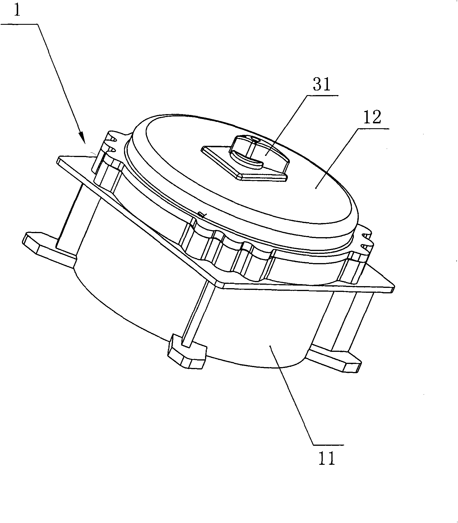 Operating mechanism for residual current circuit breaker in enclosed shell
