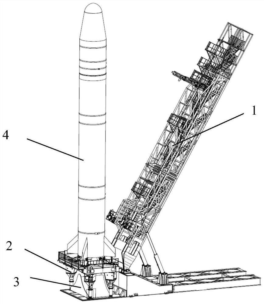 Ground launching system and launching method for medium-sized liquid carrier rocket