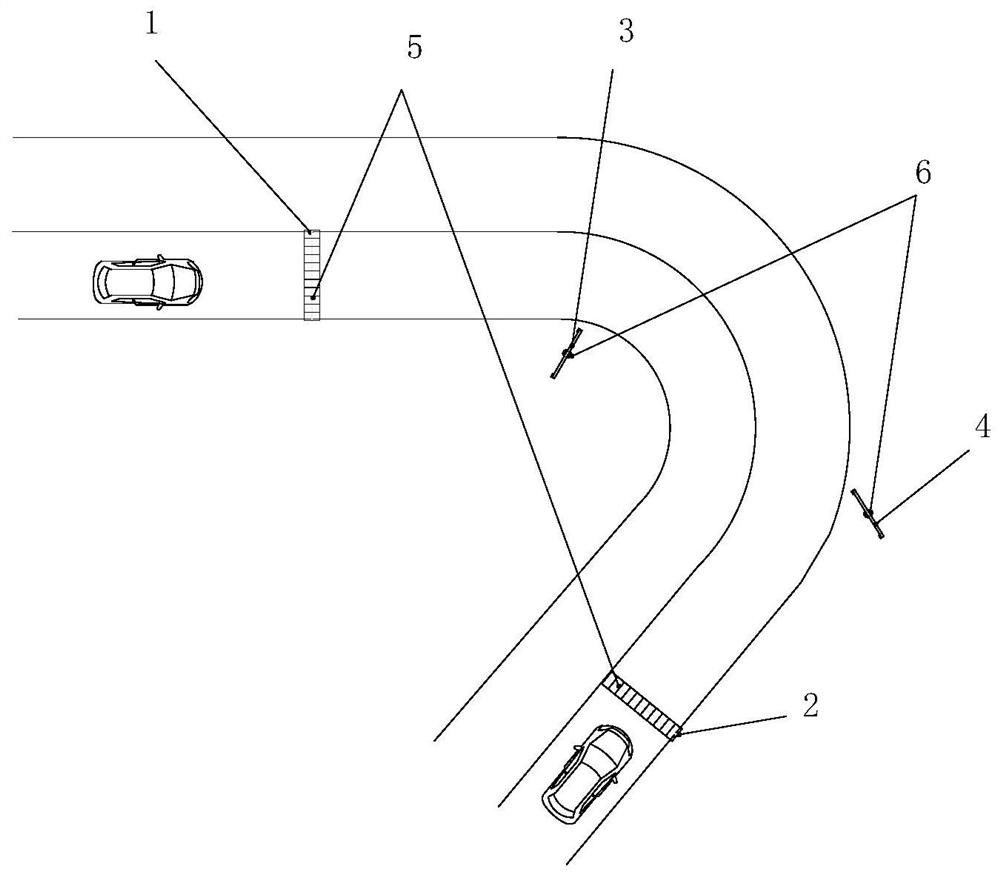 Self-powered curve car meeting early warning system