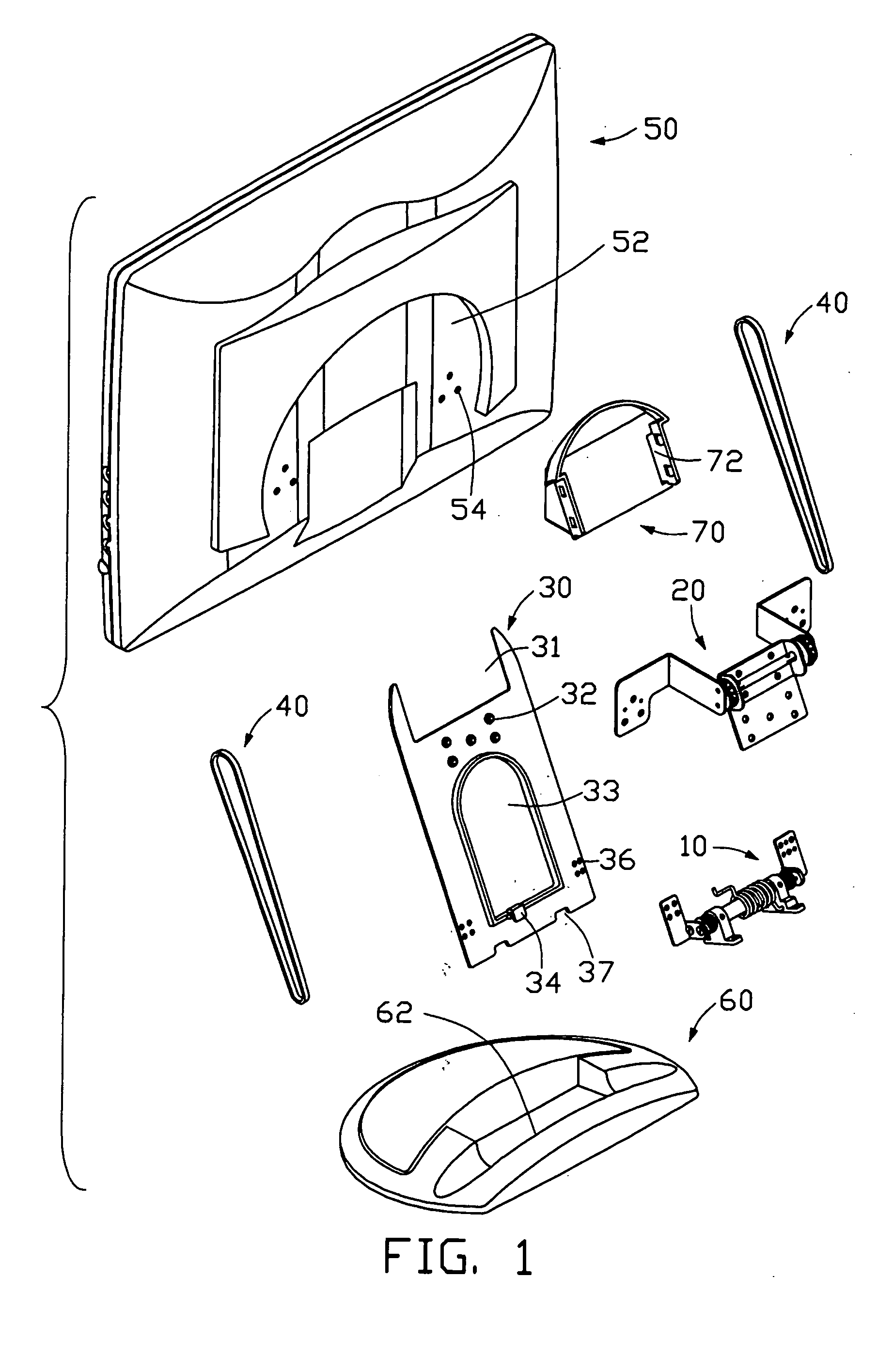 Adjusting assembly for LCD monitor