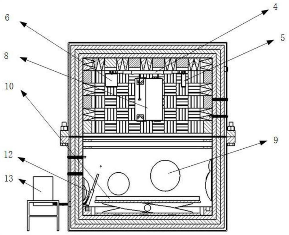 Integrated tester and test method for shock absorption, noise reduction and impact resistance performance of composite materials