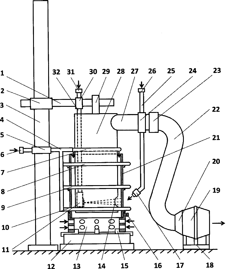 Dust discharging and preventing as well as cooling device for inner hole plasma spraying