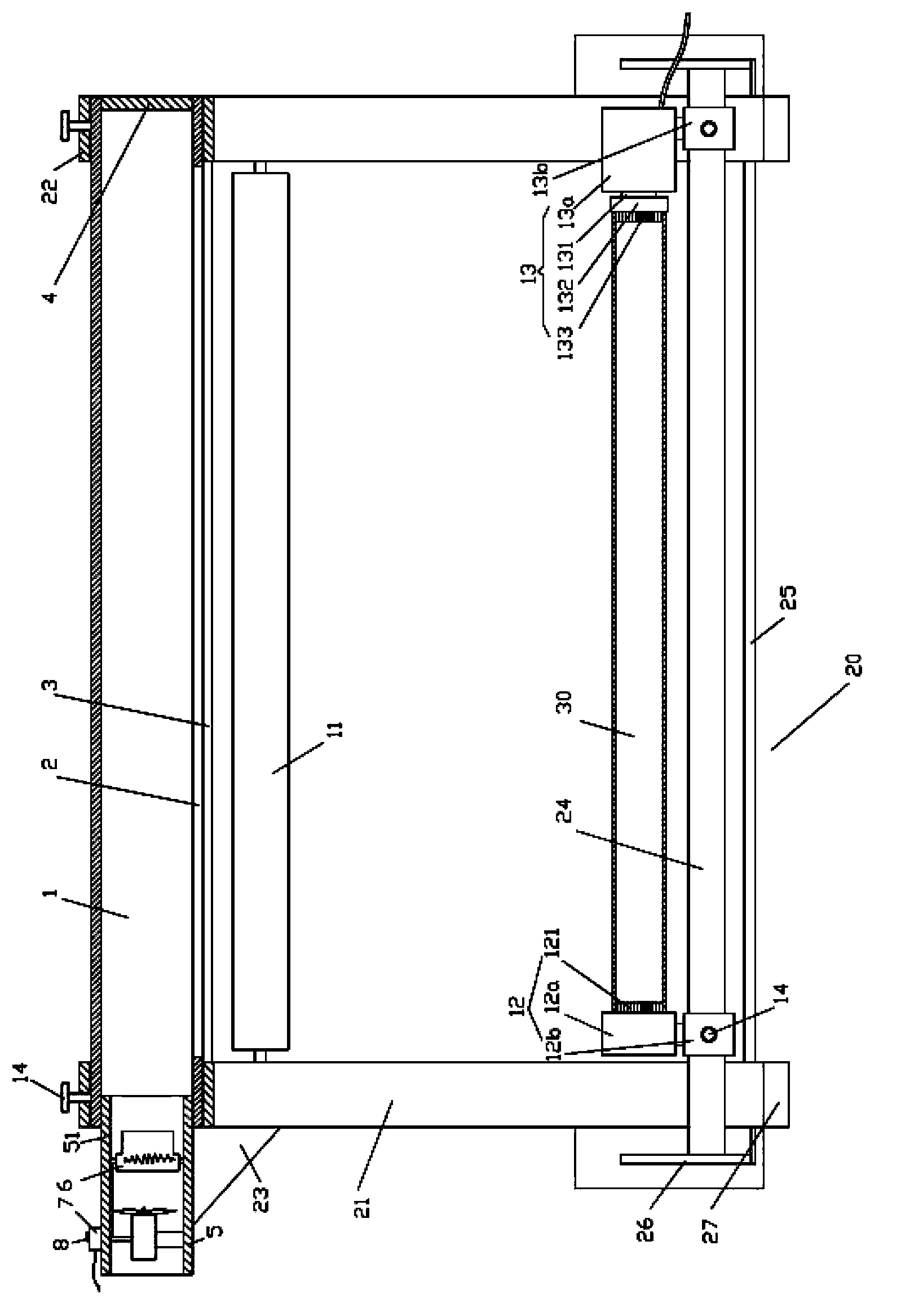 Wide format printer provided with winding frame with hot blast device
