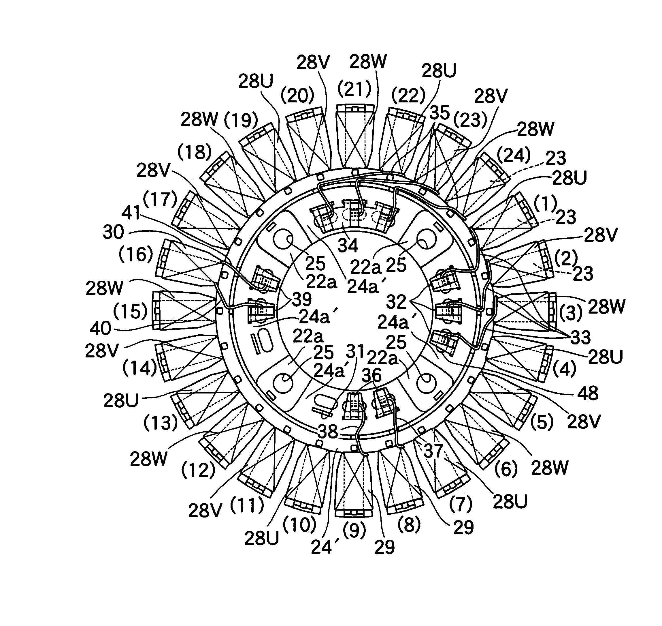 Stator for outer rotor multipole generator and method of assembling the stator