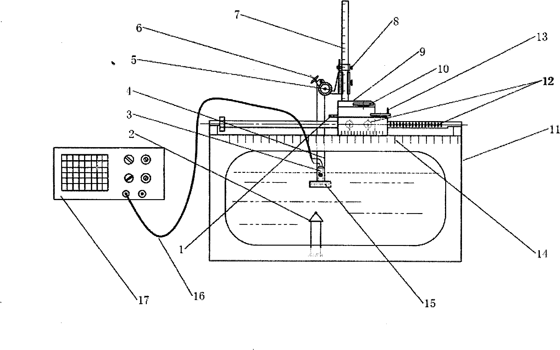 Performance test device for water immersion focusing probe and test method thereof
