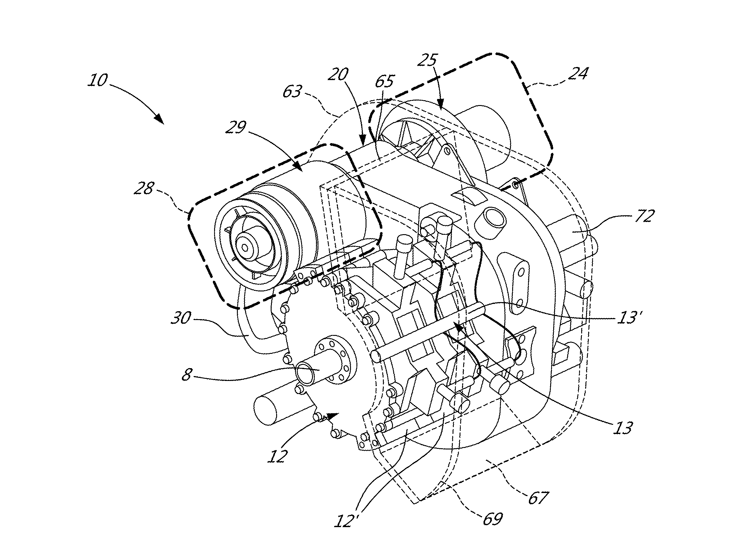 Compound engine assembly with mount cage