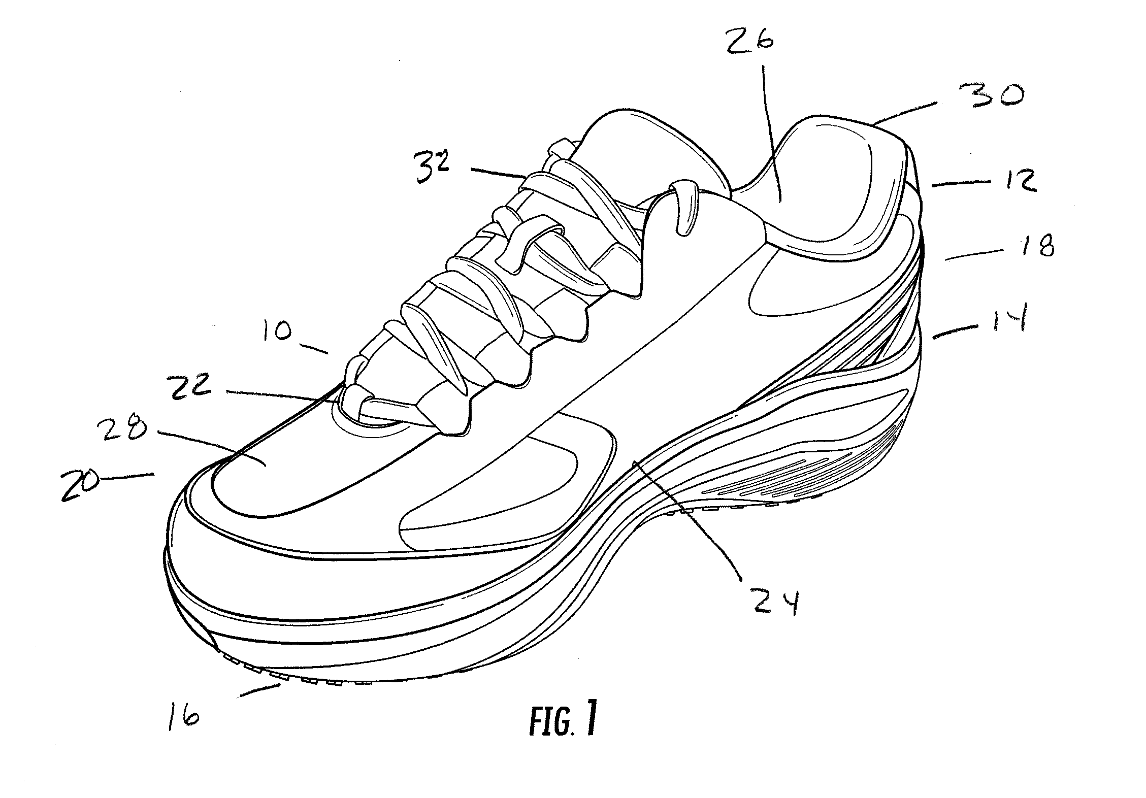 Shoe Construction Having A Rocker Shaped Bottom And Integral Stabilizer
