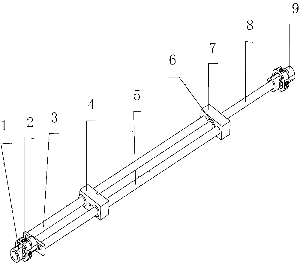 Large telescopic double-cross joint rotation shaft of parallel robot
