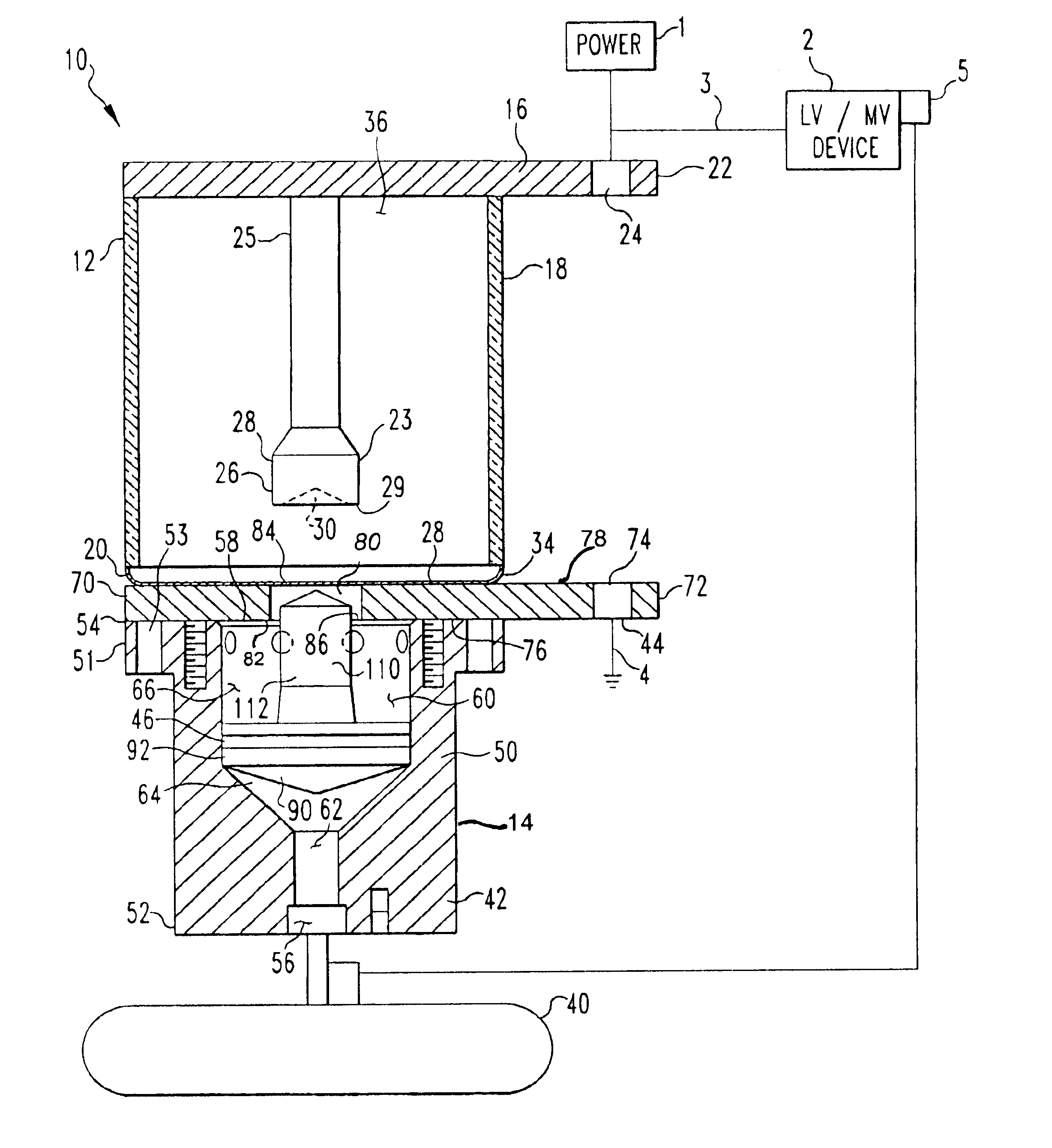 Vacuum arc interrupter actuated by a gas generated driving force