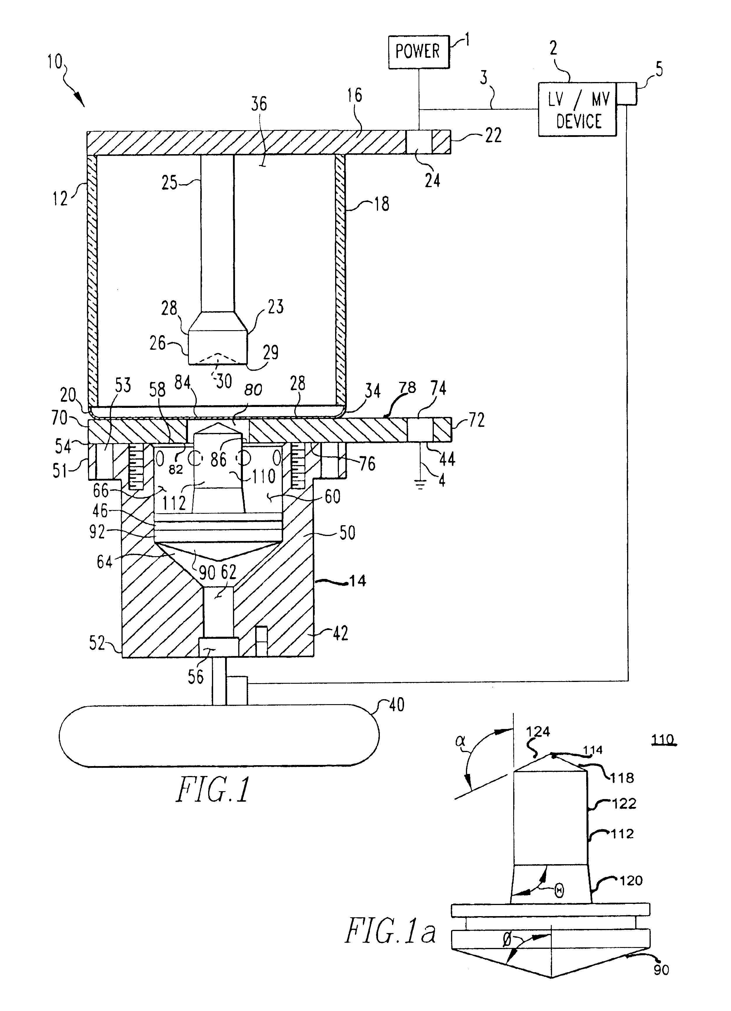 Vacuum arc interrupter actuated by a gas generated driving force