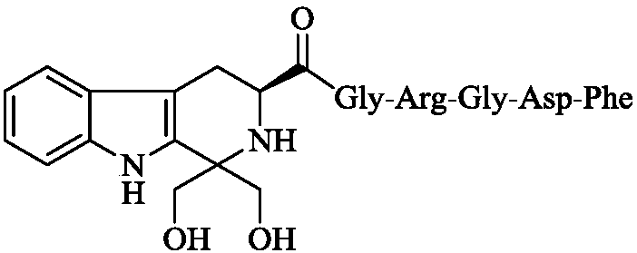 Synthesis, activity and application for 1, 1-dihydroxymethyl-tetrahydro-beta-carboline-3-formyl-GRGDF