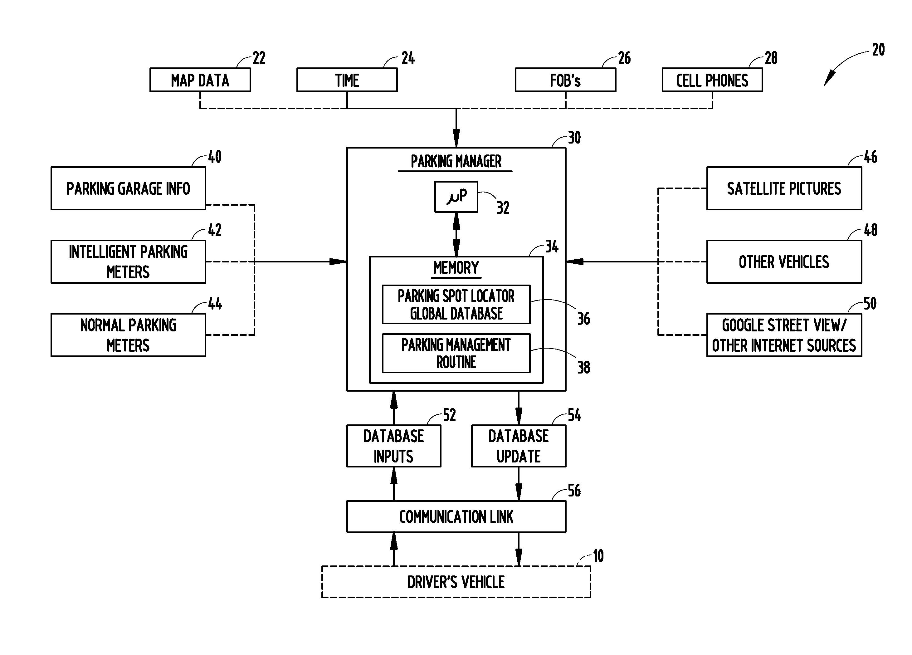 Vehicle parking locator system and method using connected vehicles