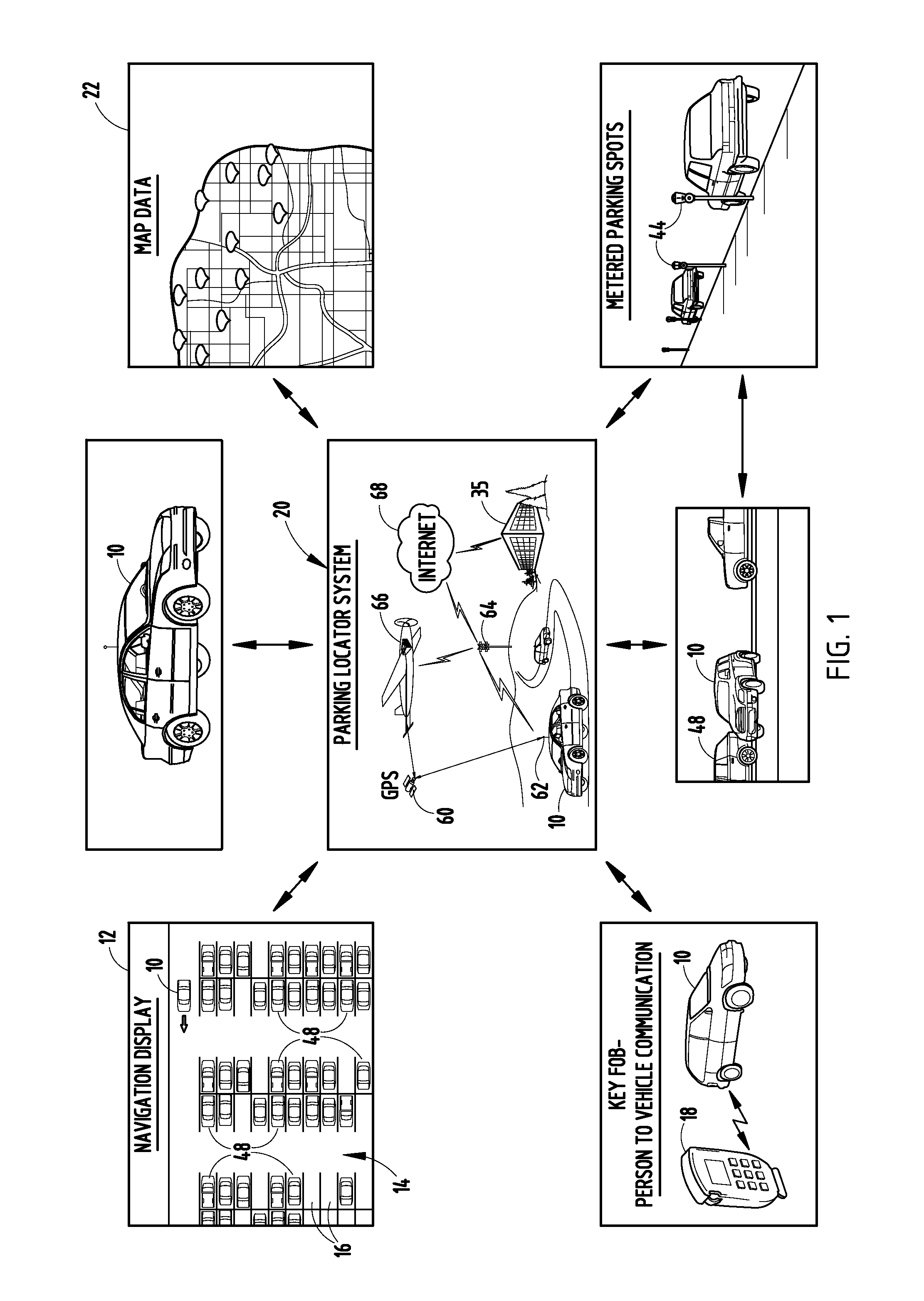 Vehicle parking locator system and method using connected vehicles