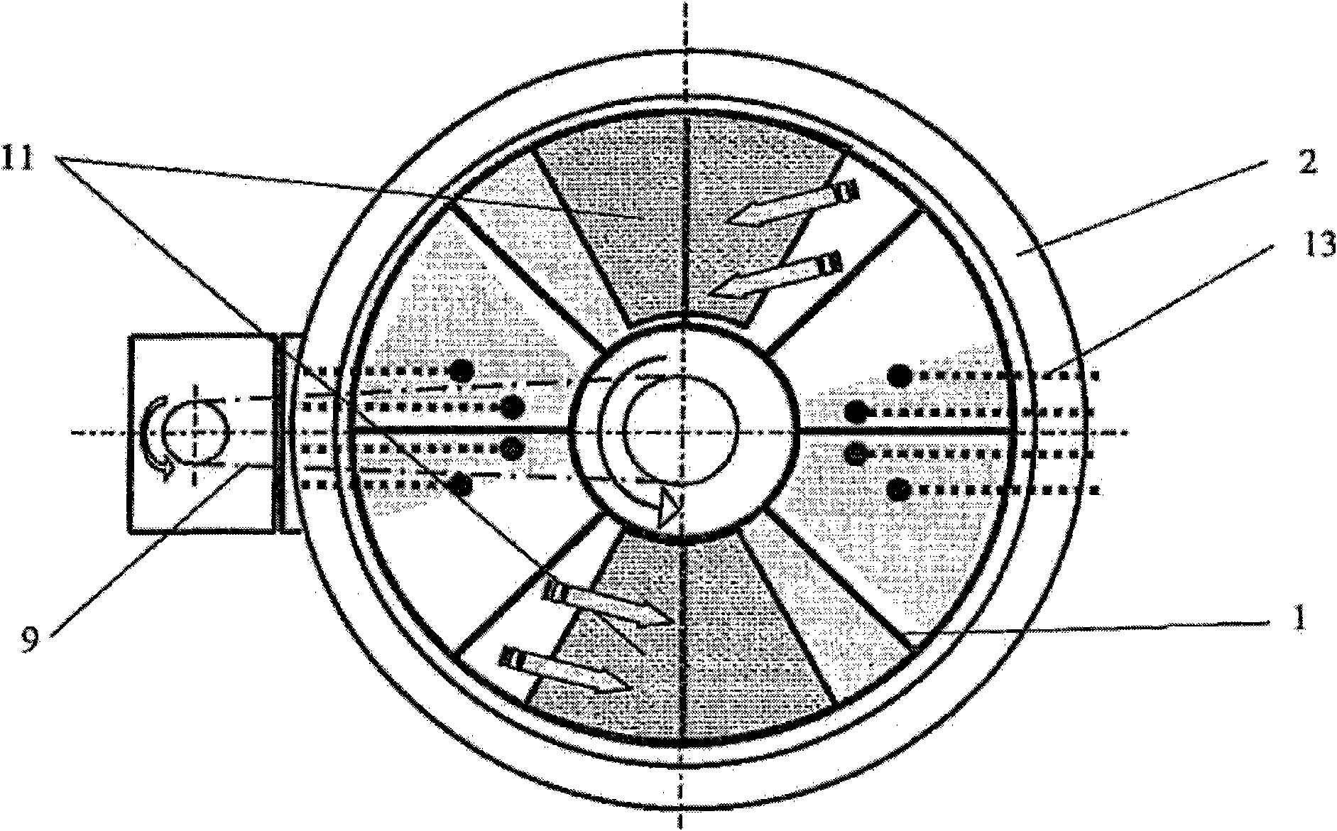 Device for conveying material by a horizontal impeller feeder