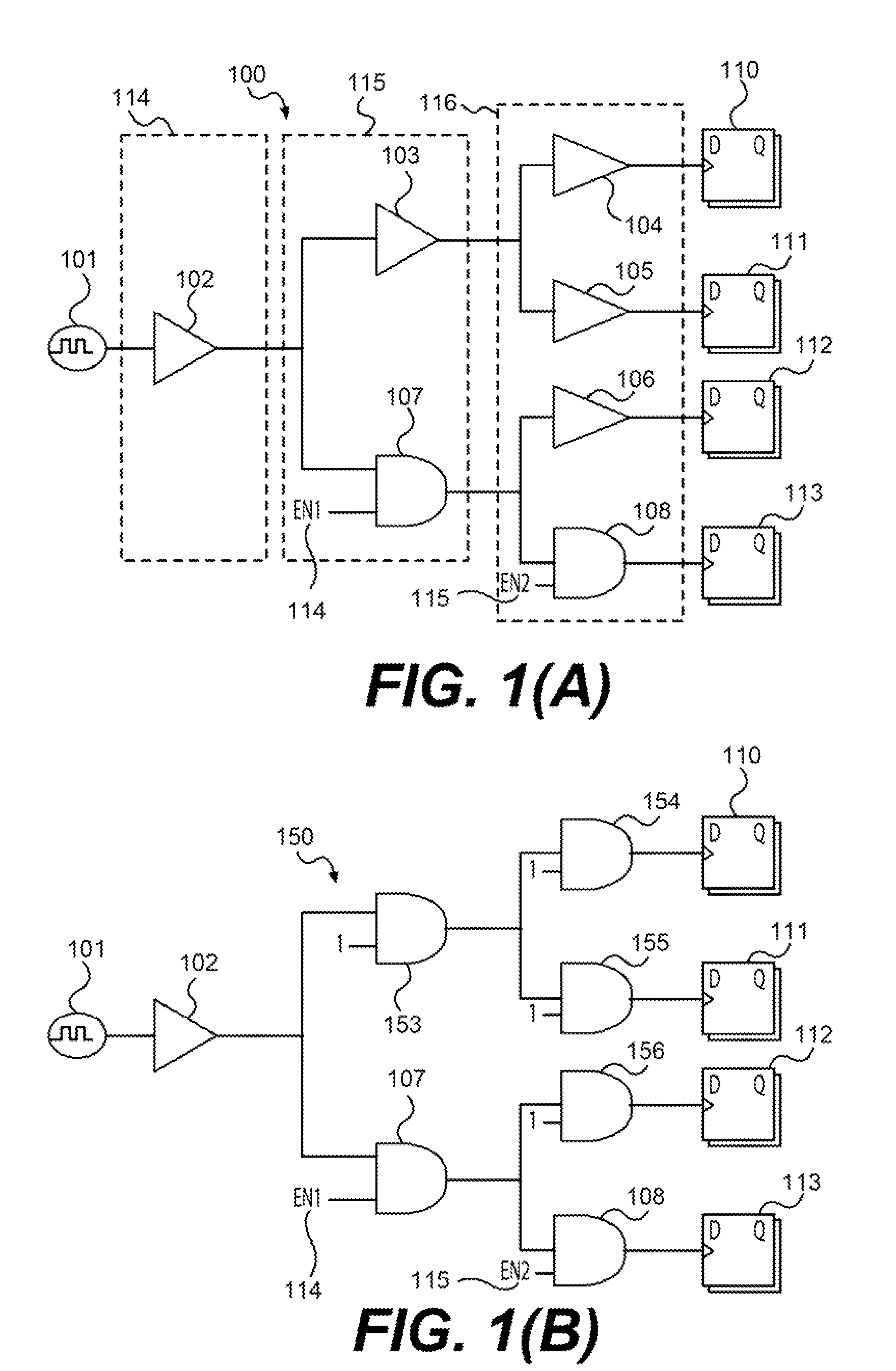 Methods and systems for reducing clock skew in a gated clock tree