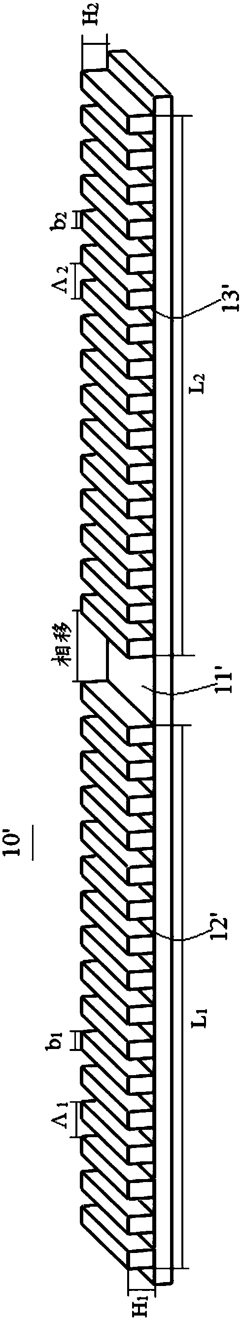 Asymmetric phase shift grating and DFB semiconductor laser