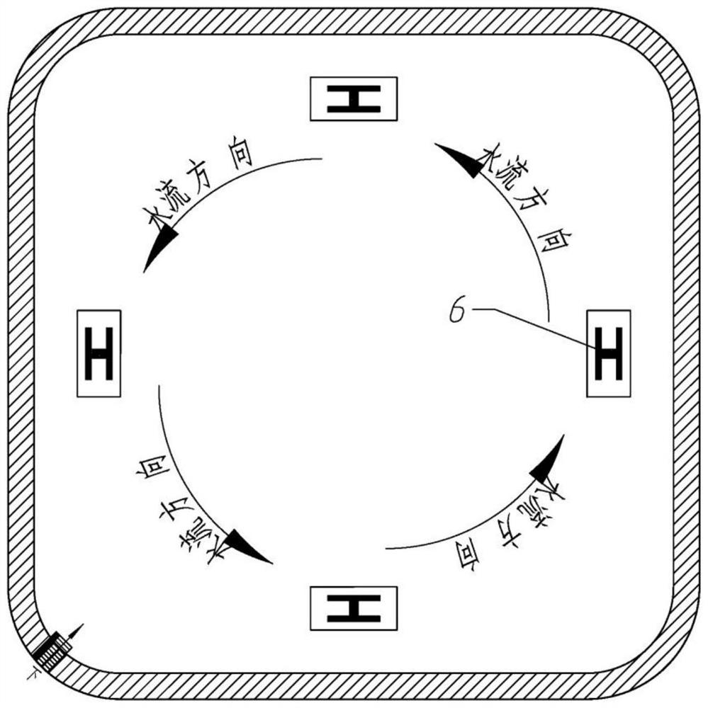 Pollution discharge intensifier at center of bottom of higher-place pond