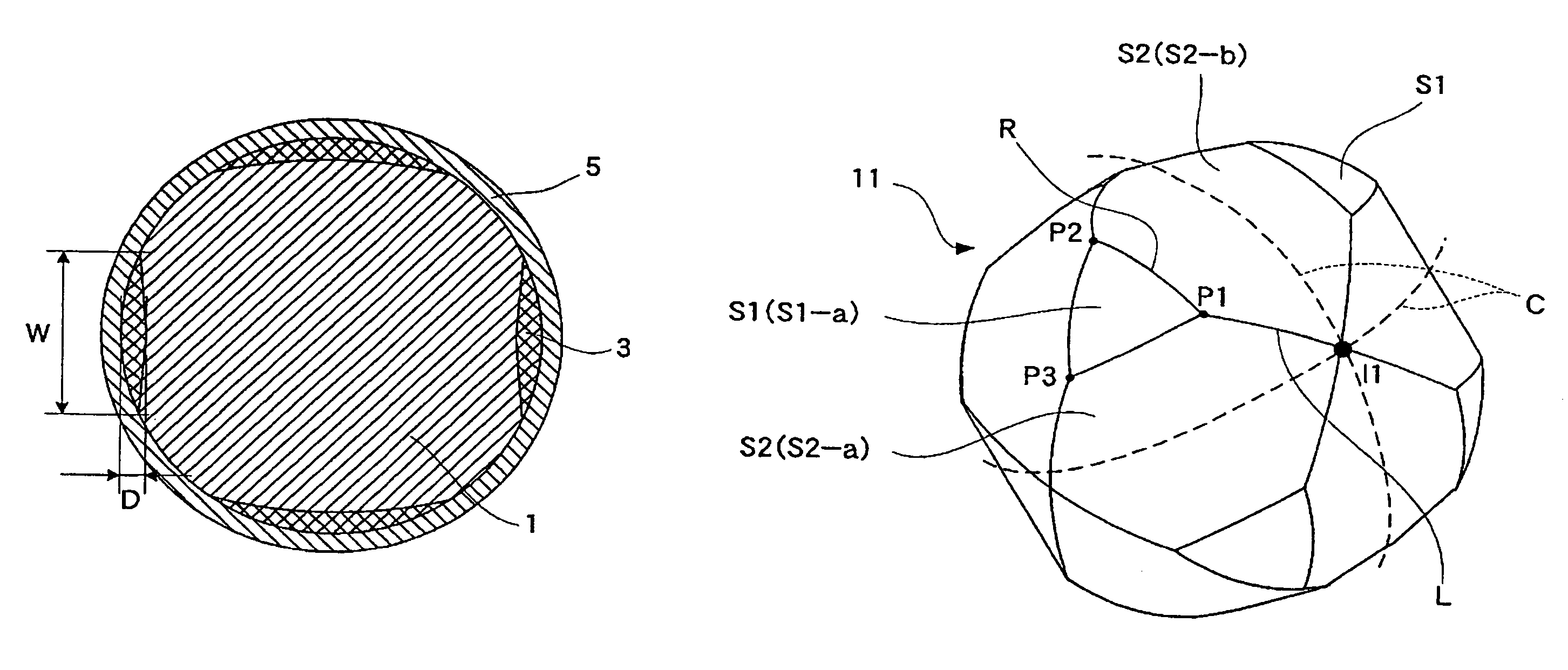 Golf ball and mold for manufacturing core thereof