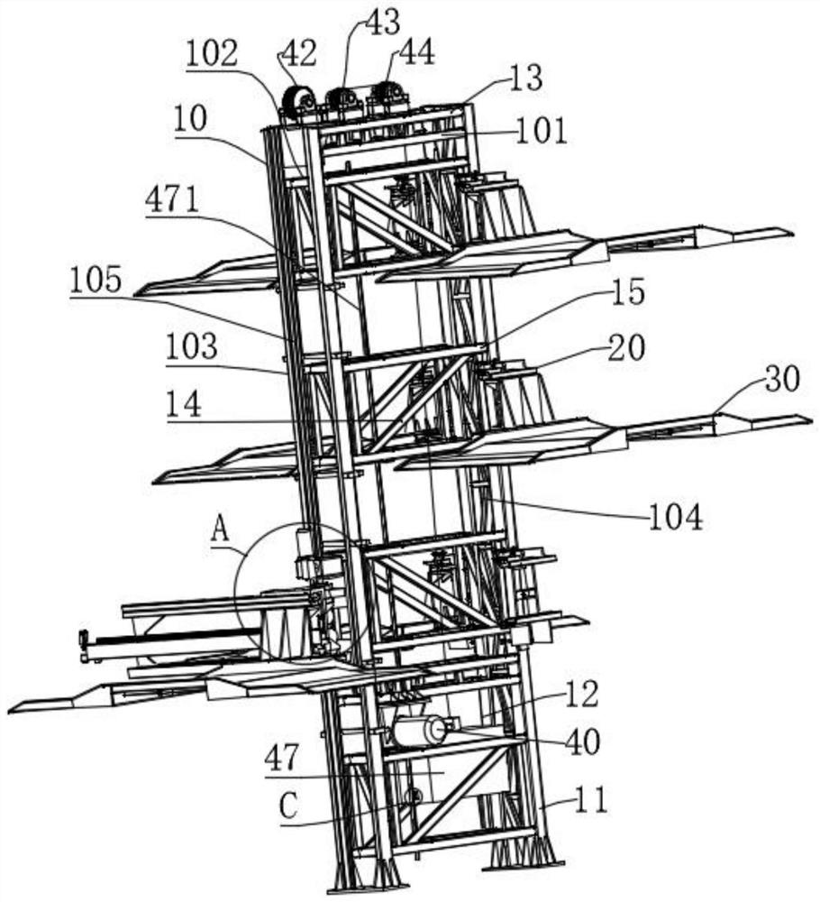 Tree-shaped telescopic guide rail type stereo garage