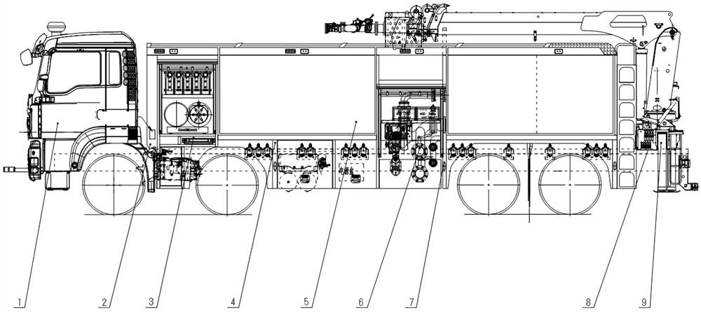 High-expansion foam fire fighting truck carrying multiple sets of high-expansion foam generators