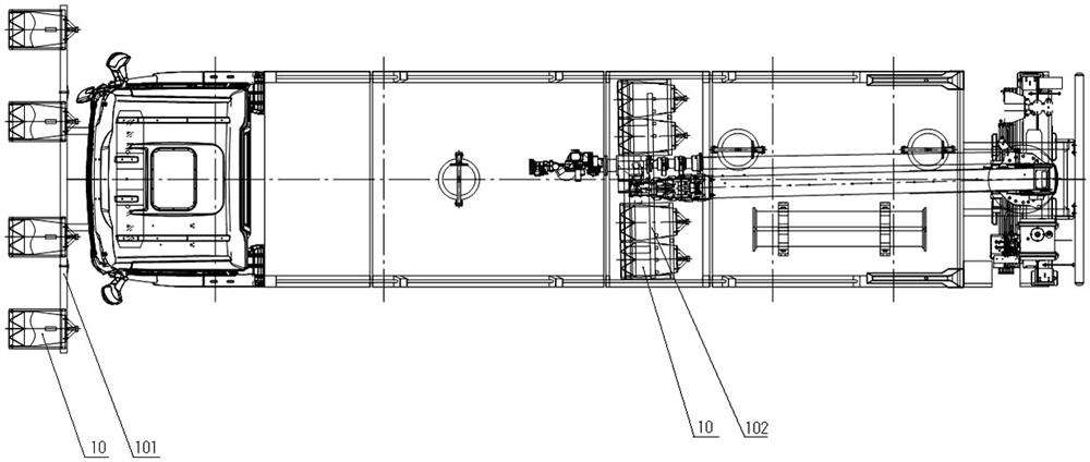 High-expansion foam fire fighting truck carrying multiple sets of high-expansion foam generators