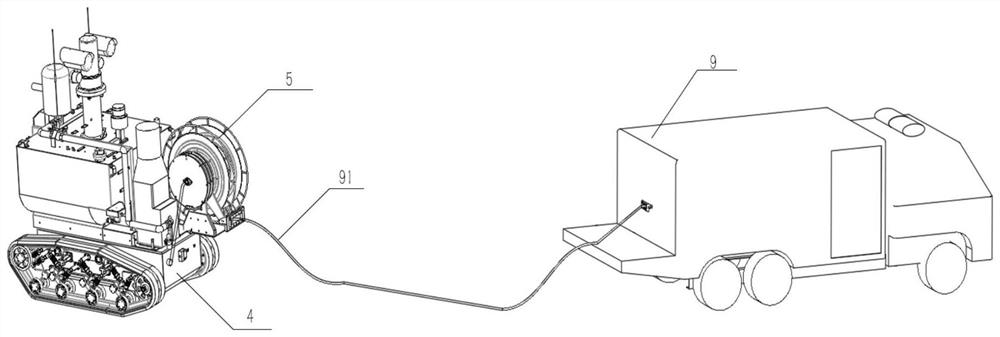 Fire-fighting and fire-extinguishing reconnaissance robot for hazardous chemical space