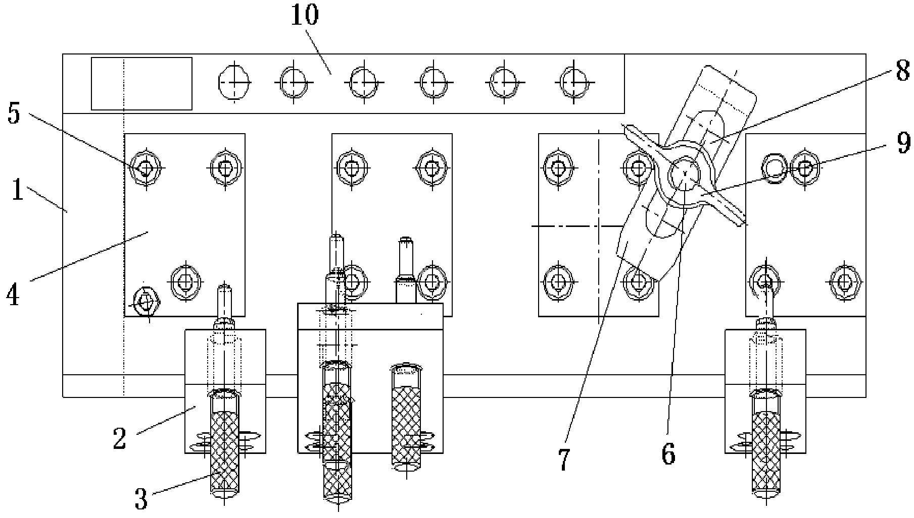 Detection device for dimensions of flange thread hole and end surface of exhaust pipe