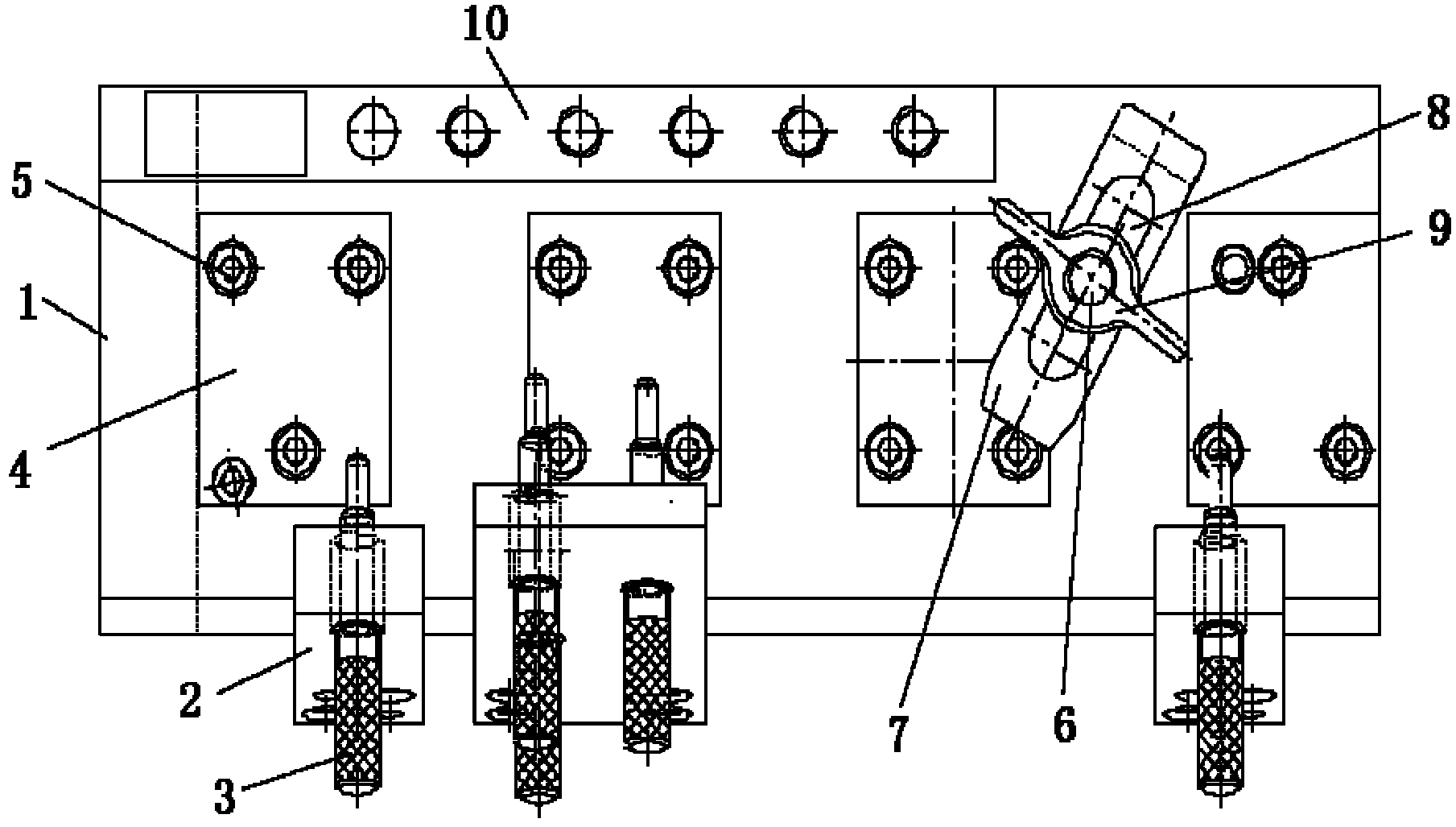Detection device for dimensions of flange thread hole and end surface of exhaust pipe