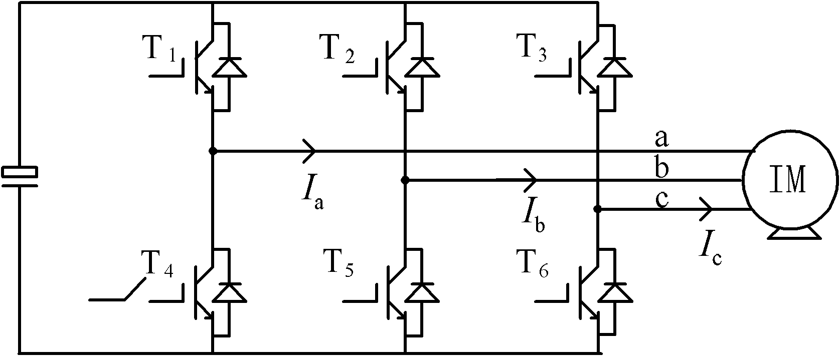 IGBT stuck-open fault diagnosis method for three-phase inverter bridge of frequency converter