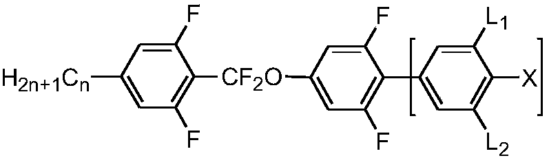 Fluorine-containing liquid crystal containing difluoromethoxy bridge and polyfluorobiphenyl group and composition thereof