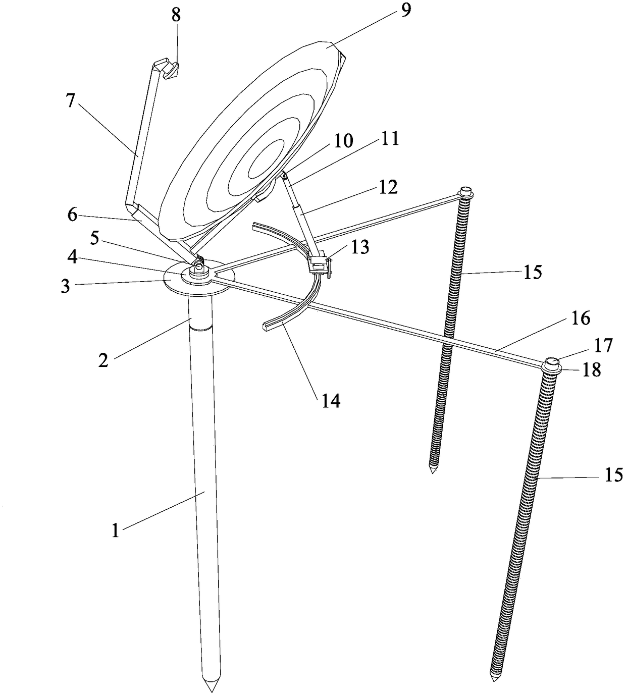 Dish type solar heat collecting single pile for thermal desorption treatment of soil organic pollutants