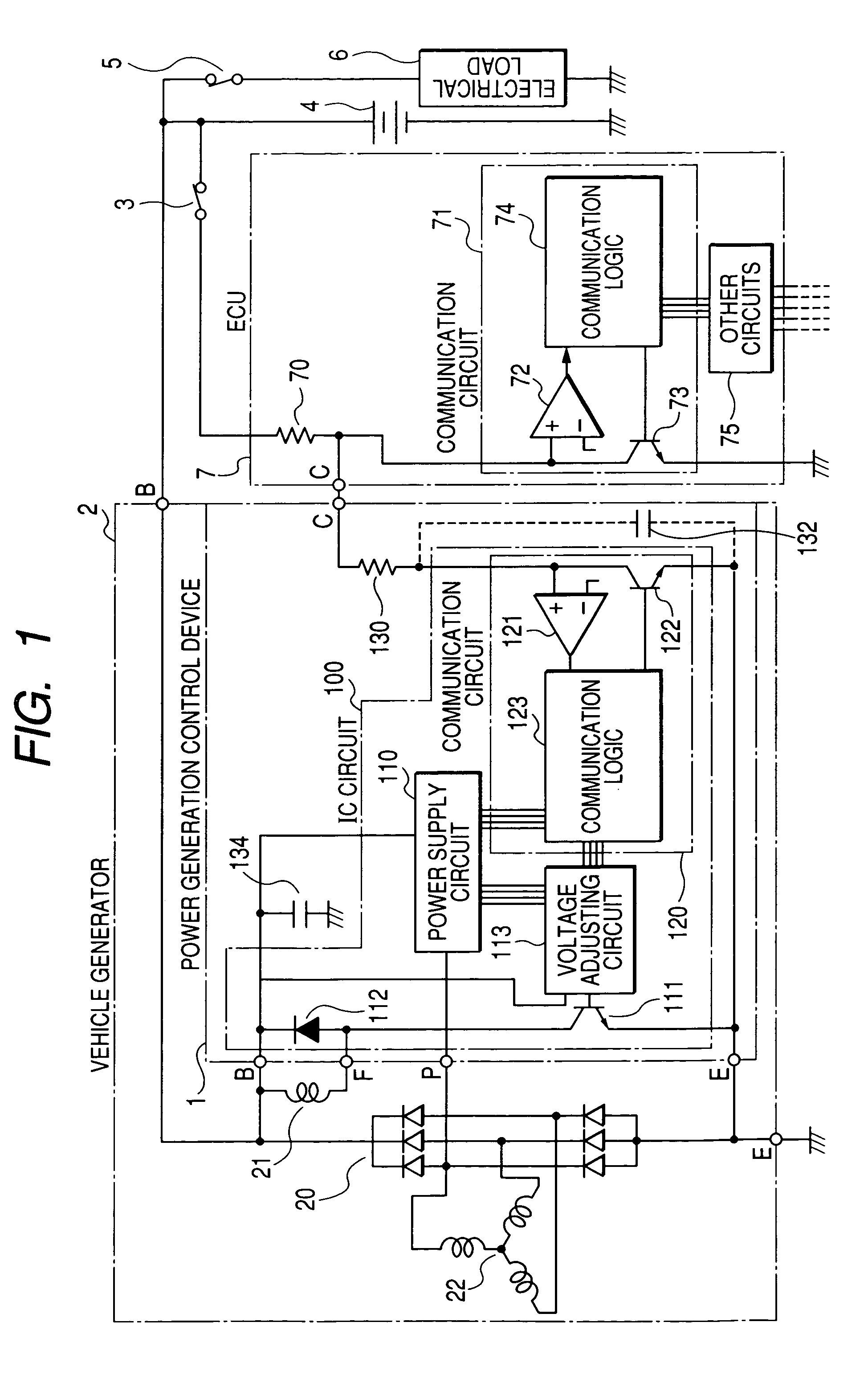 Power generation control device for vehicle generator