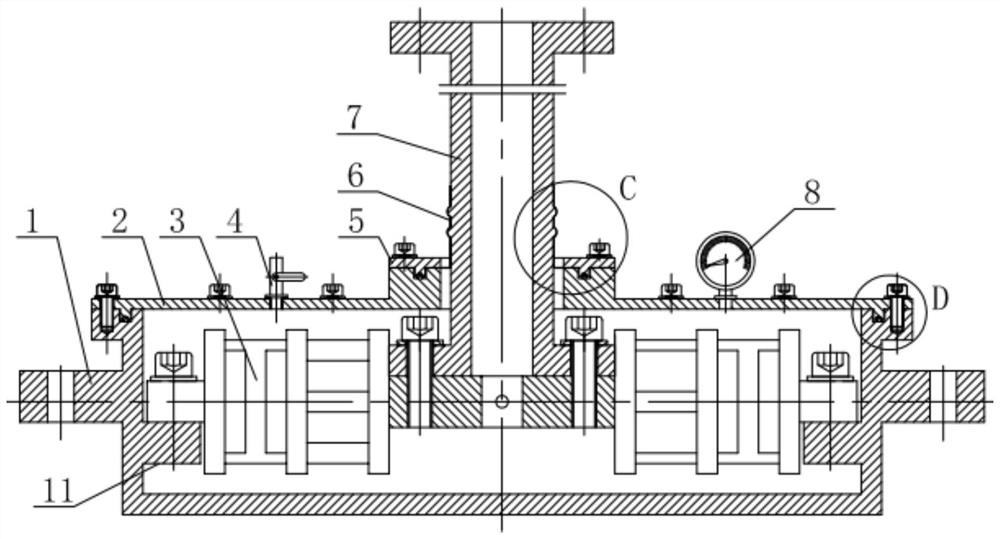 Sealing device of underwater test force measuring balance and use method of sealing device