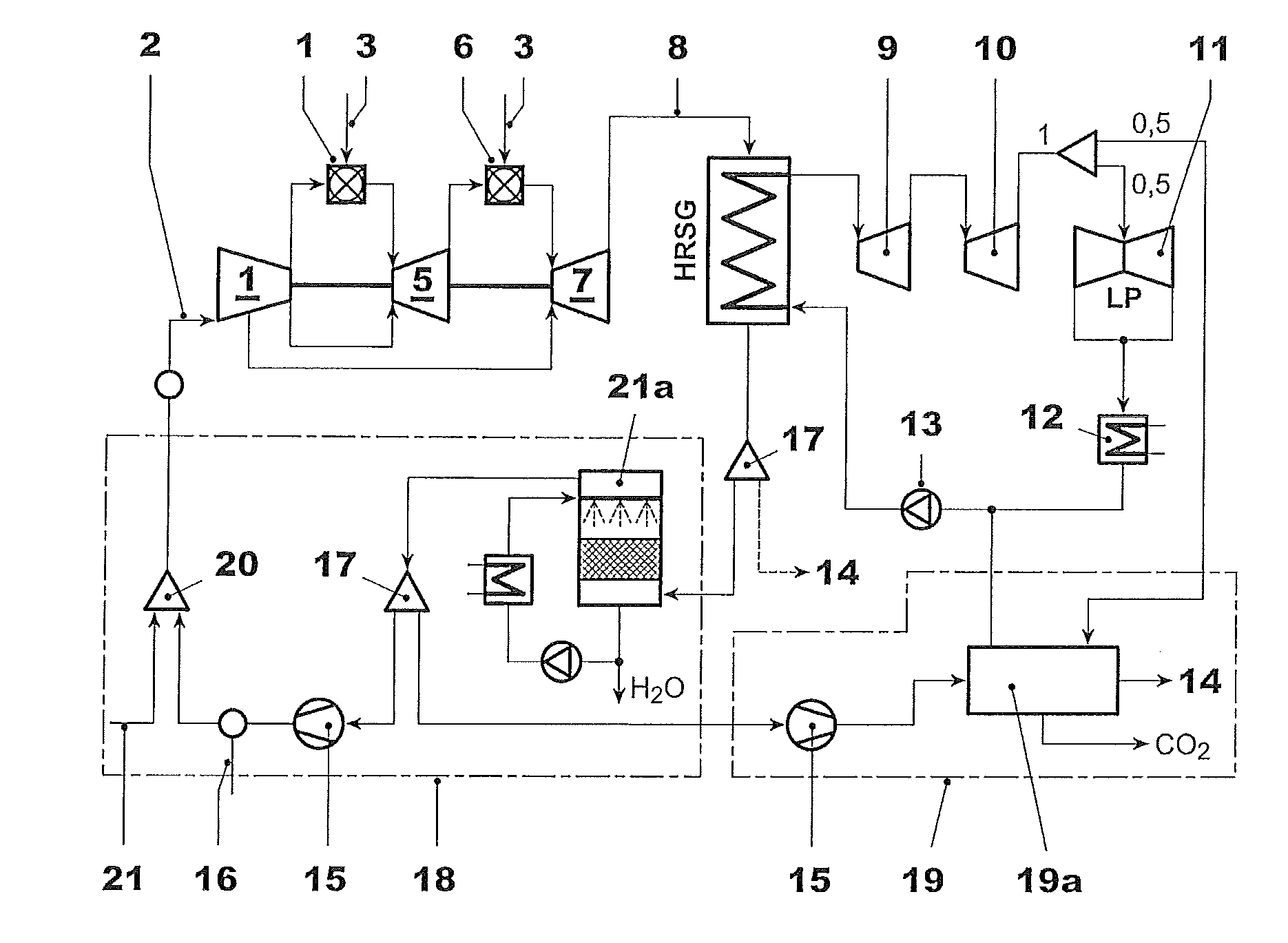 Mixing element for gas turbine units with flue gas recirculation