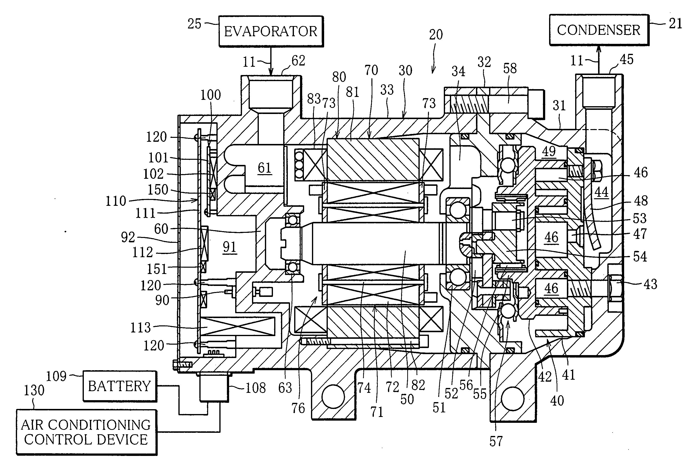 Electric Compressor and Air Conditioning System for vehicle, Using the Electric Compressor