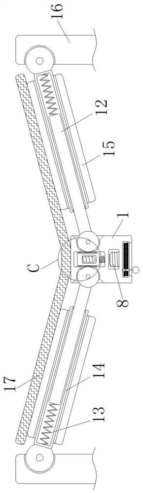 A conveying device for packaging that is electromagnetically controlled and whose angle can be adjusted according to weight