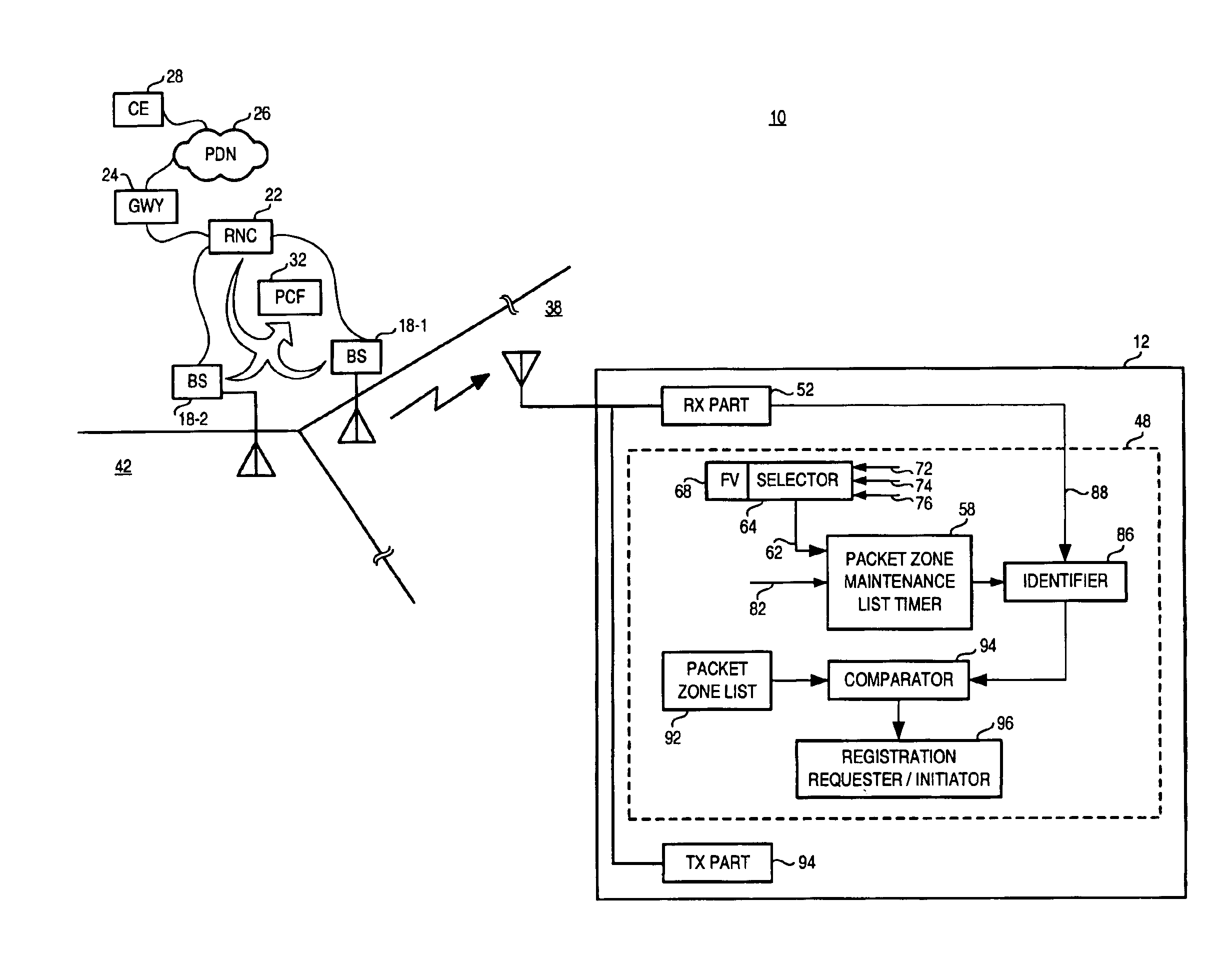Apparatus, and associated method, for performing packet zone timing operations at a mobile node operable in a packet radio communication system