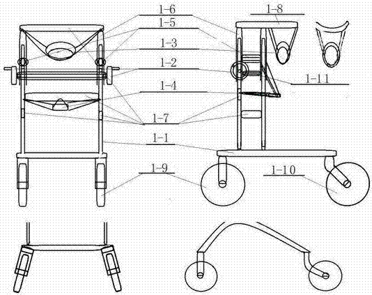 Lumbar disc herniation and lumbar muscle strain gravity-type traction reduction walking assisting vehicle