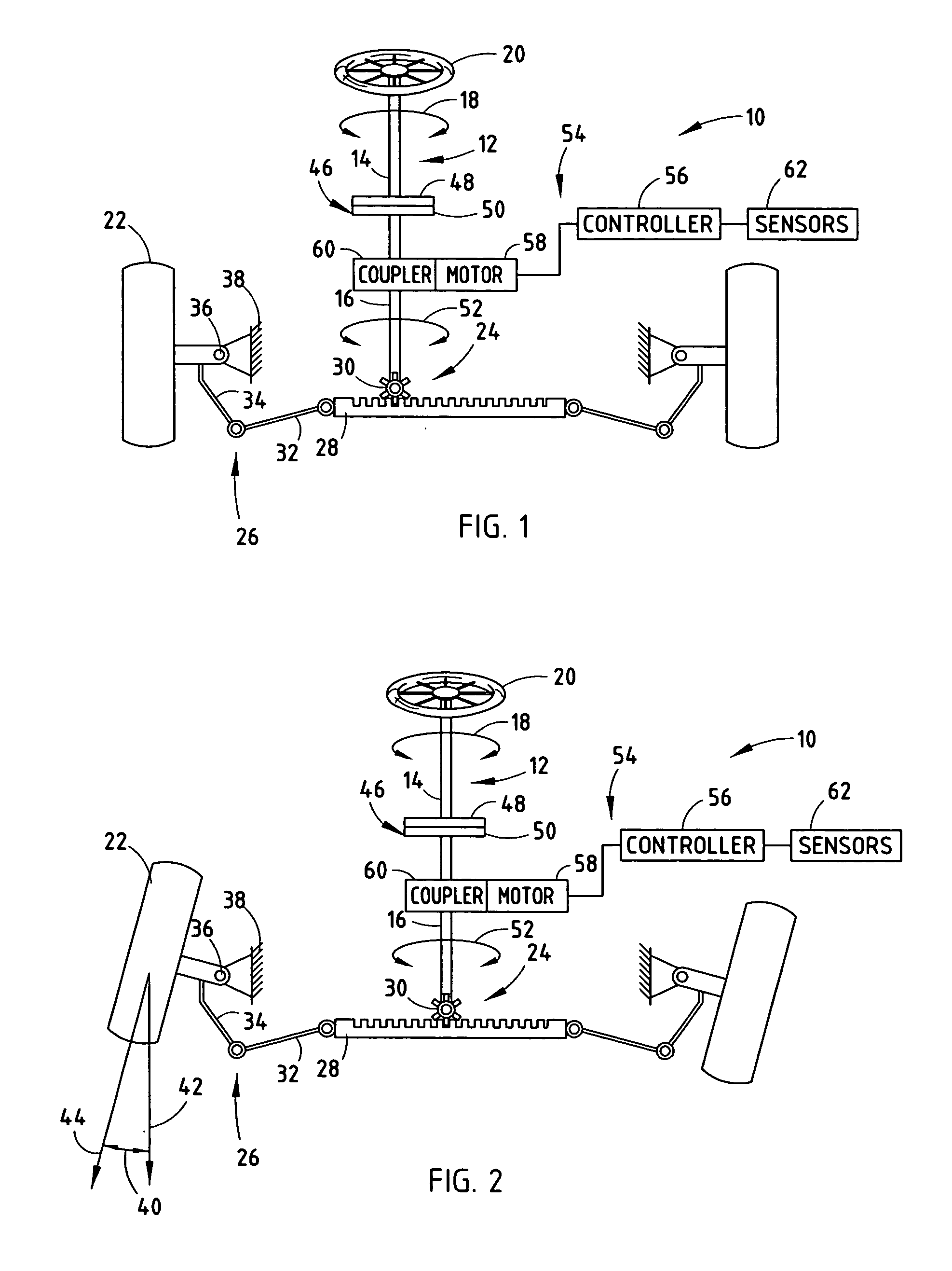 Vehicle steering system for kickback reduction