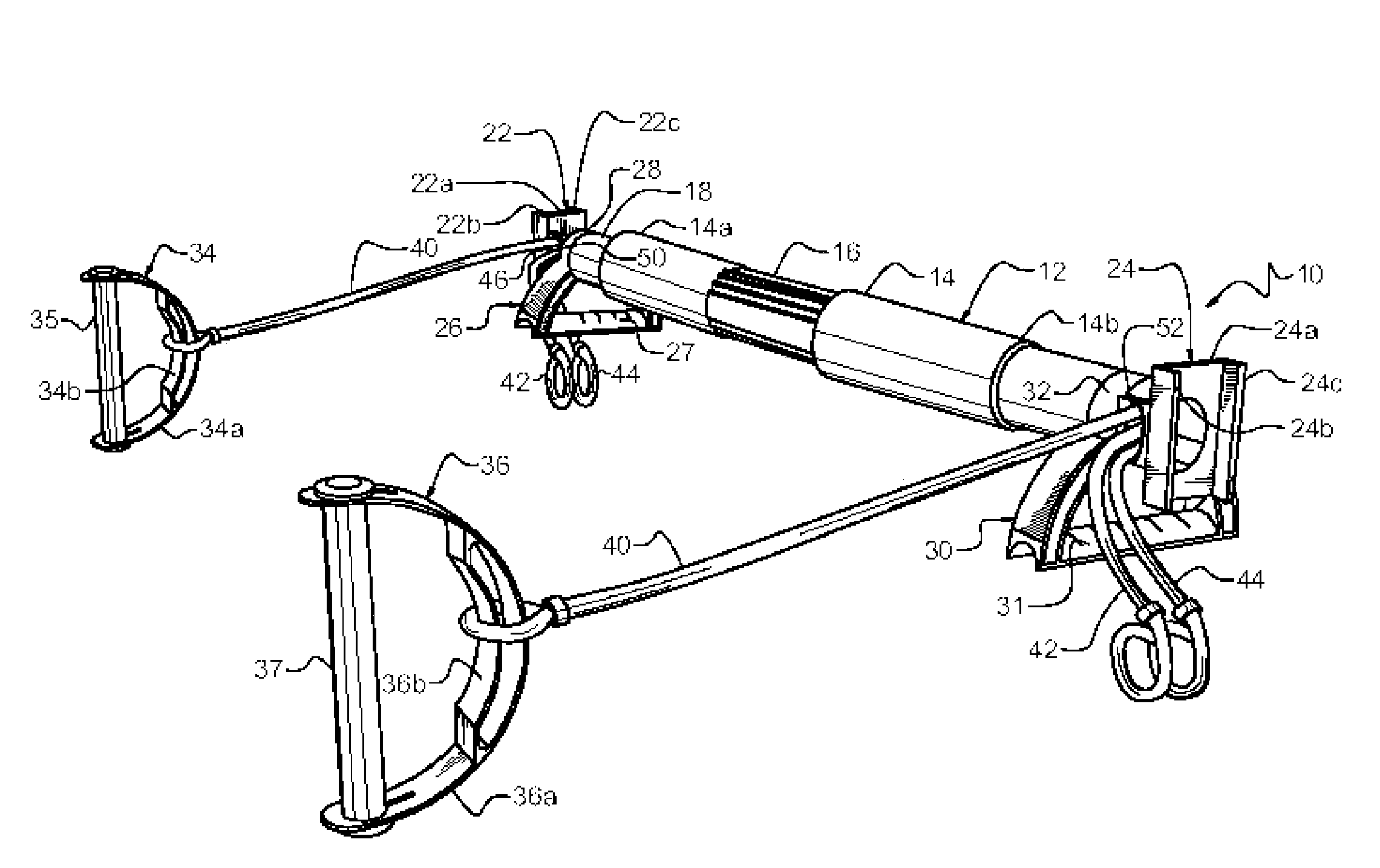 Doorway-mounted exercise device with resistance bands