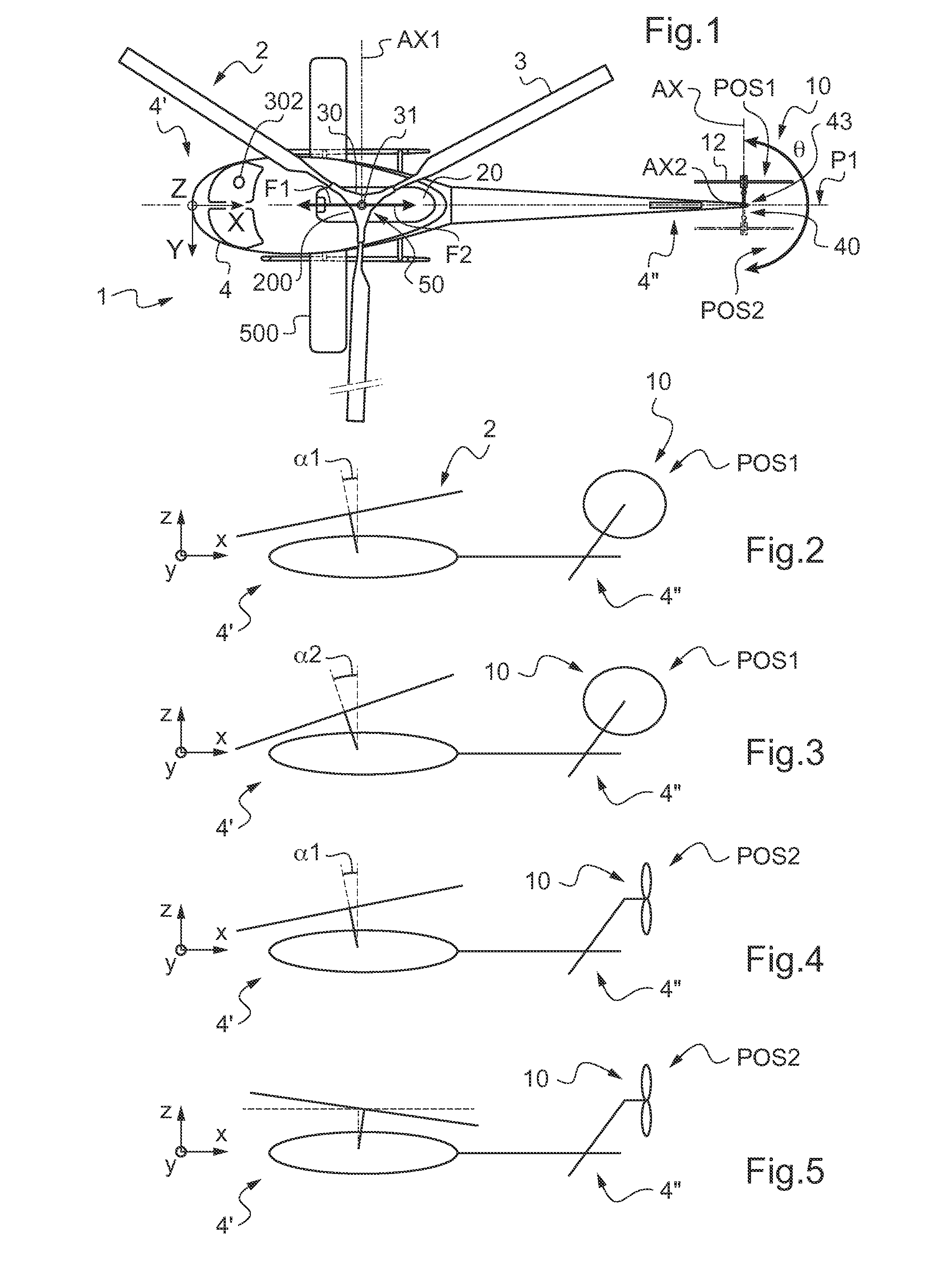 Aircraft provided with a swiveling tail rotor, and an associated method