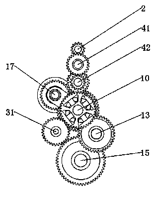 Differential mechanism type track combine-harvester gearbox