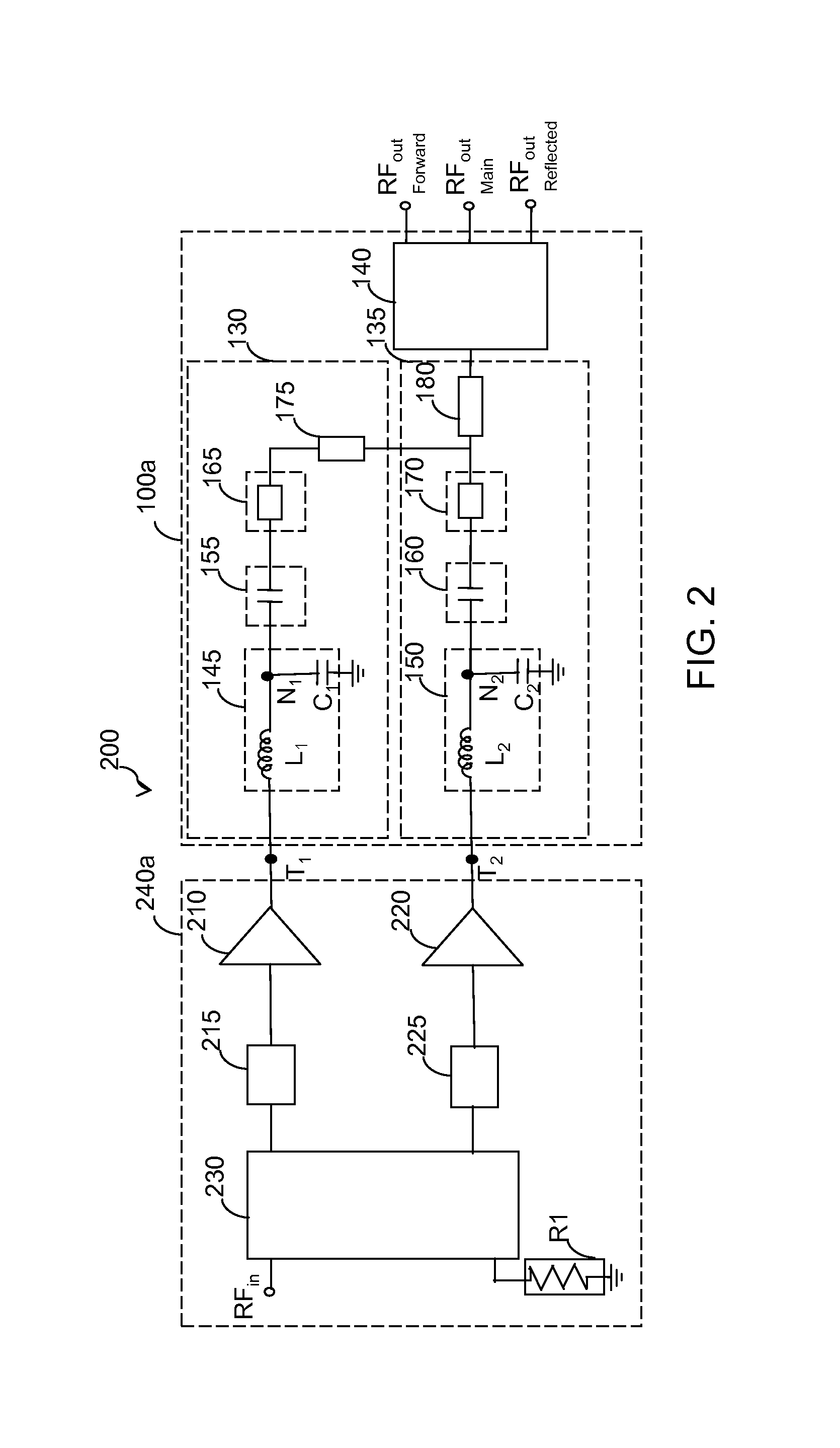 Integrated output combiner for amplifier system