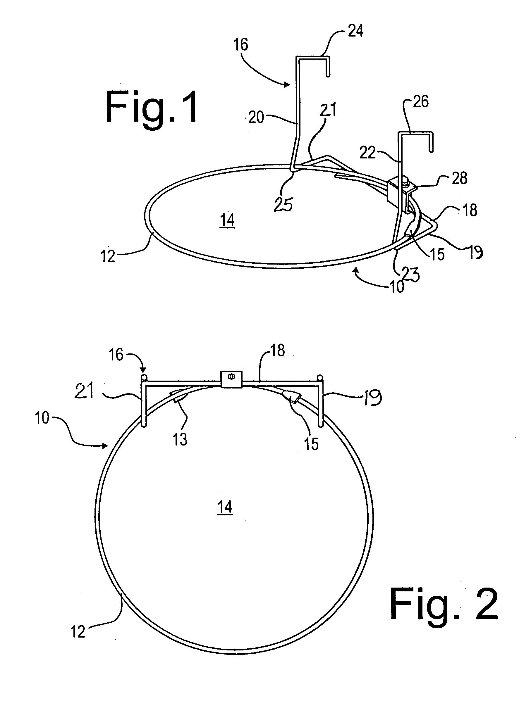 Receptacle support device for balcony or railing