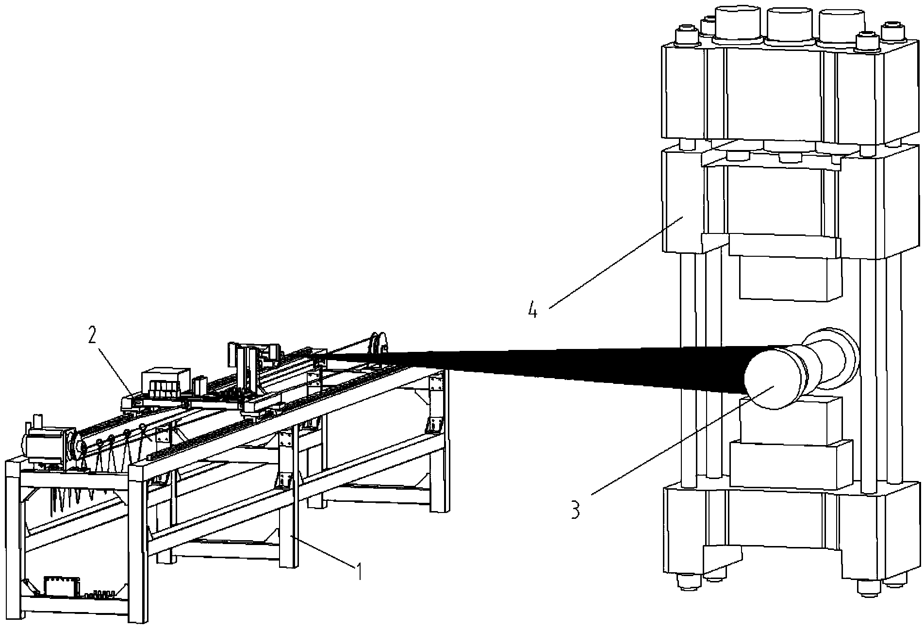 Servo rope type hot forging piece axial dimension detection apparatus