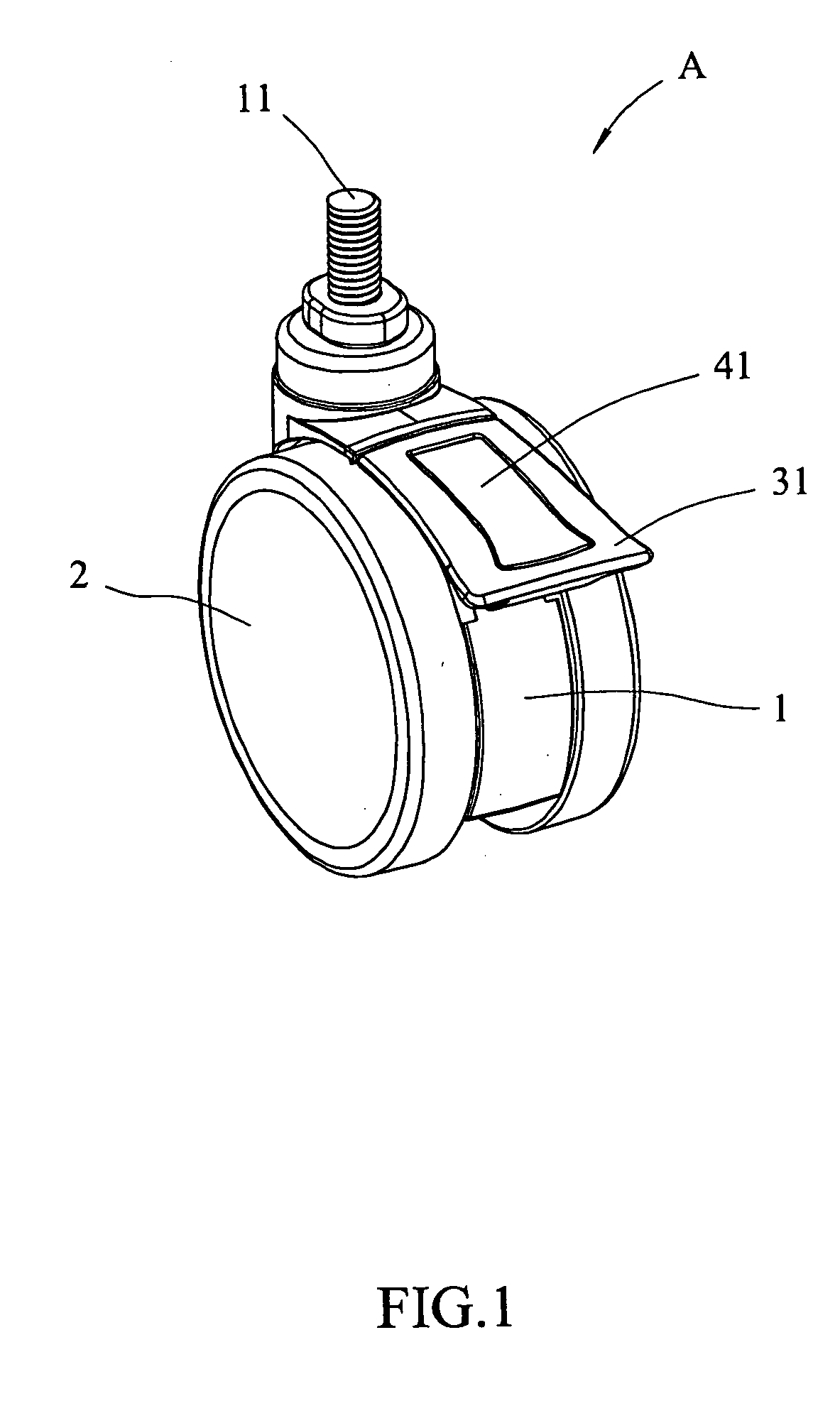 Caster with brake unit and direction unit