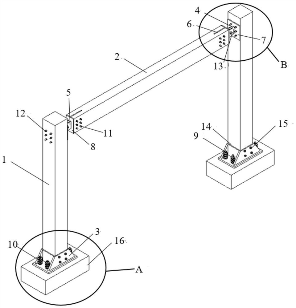 Self-resetting swing laminated wood frame with column boots